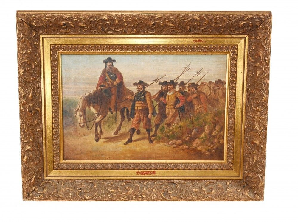 English Civil War Oil Painting Cavaliers Antique War Memorabilia photo Art