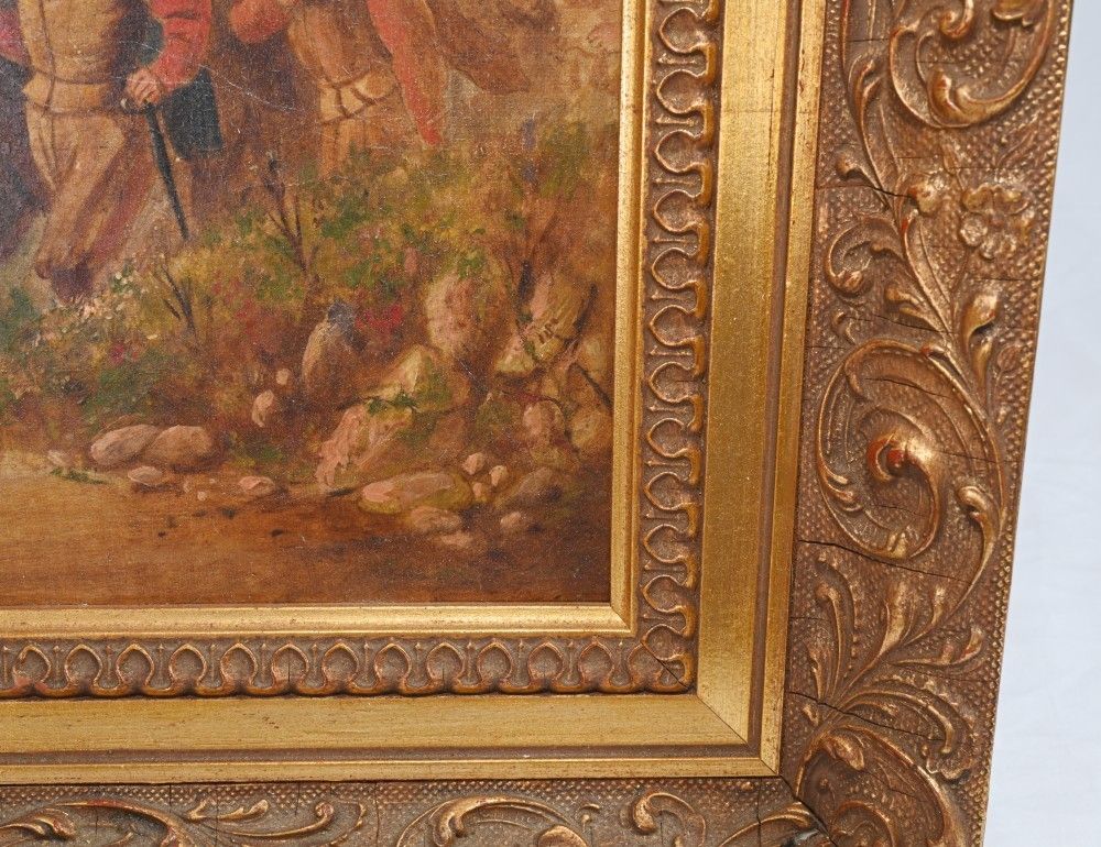 English Civil War Oil Painting Cavaliers Antique War Memorabilia photo vinterior