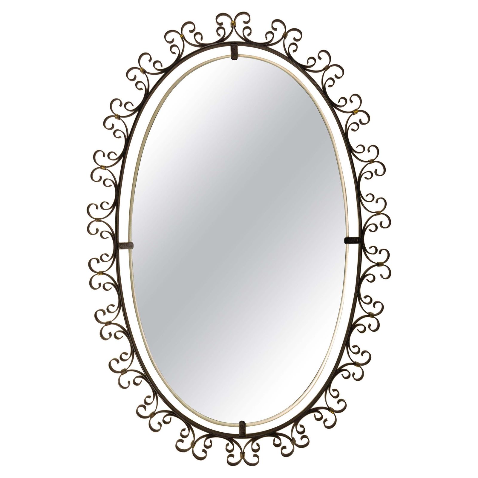 Miroir lumineux en métal, cadre en métal, France, vers 1960