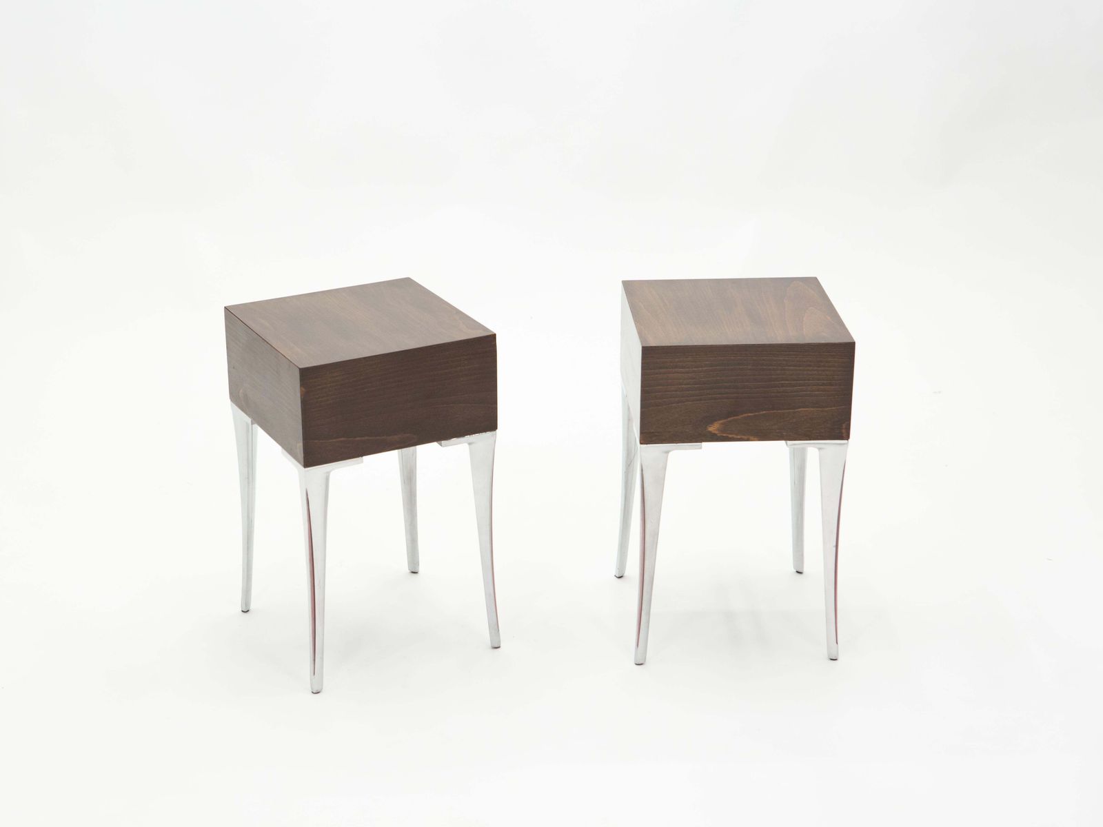 French Ebony Steel End Tables Nightstands, 1970s photo furniture