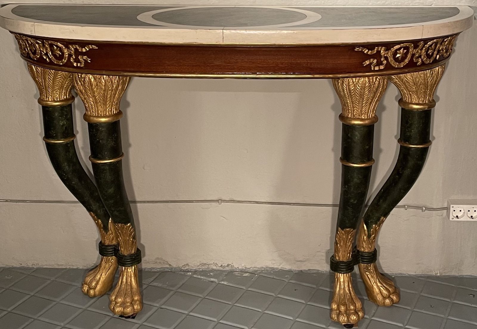 Pair Of Sicilians Consoles Made Of Wood With Gilding And Stucco, 19th Century photo furniture