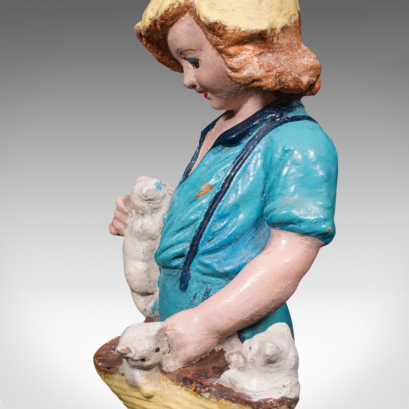 Antique Farm Girl Figure, French, Decorative Statue, Provincial, C.1900 photo furniture