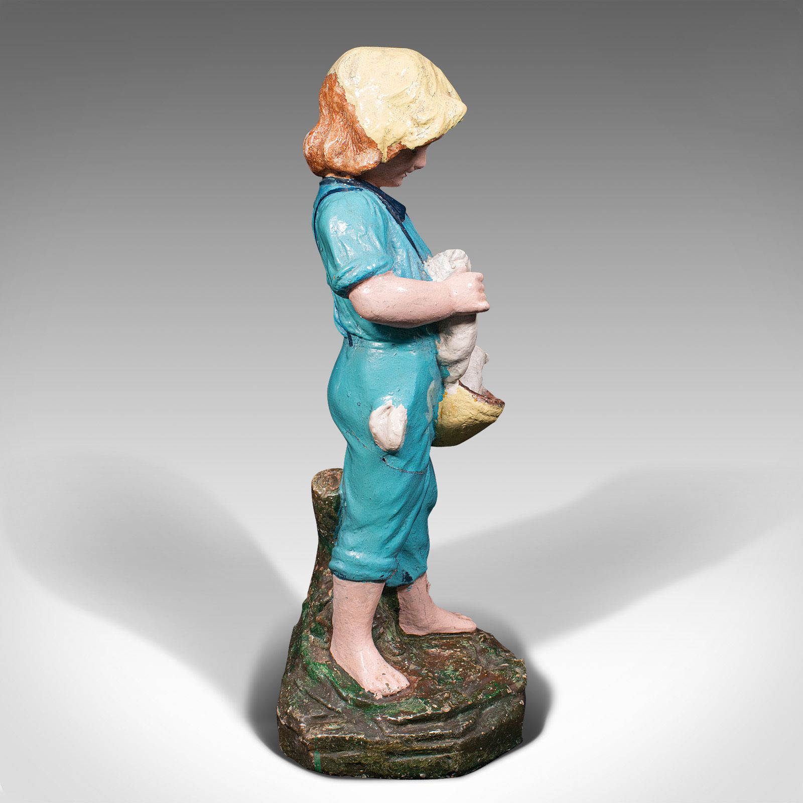 photo for sale Antique Farm Girl Figure, French, Decorative Statue, Provincial, C.1900