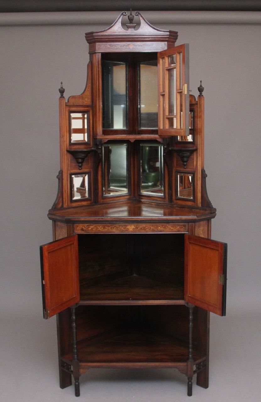 19th Century Inlaid Mahogany Corner Cabinet photo furniture