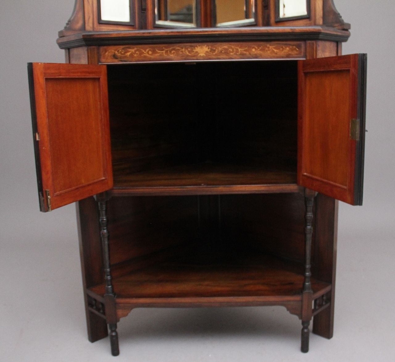 photo for sale 19th Century Inlaid Mahogany Corner Cabinet