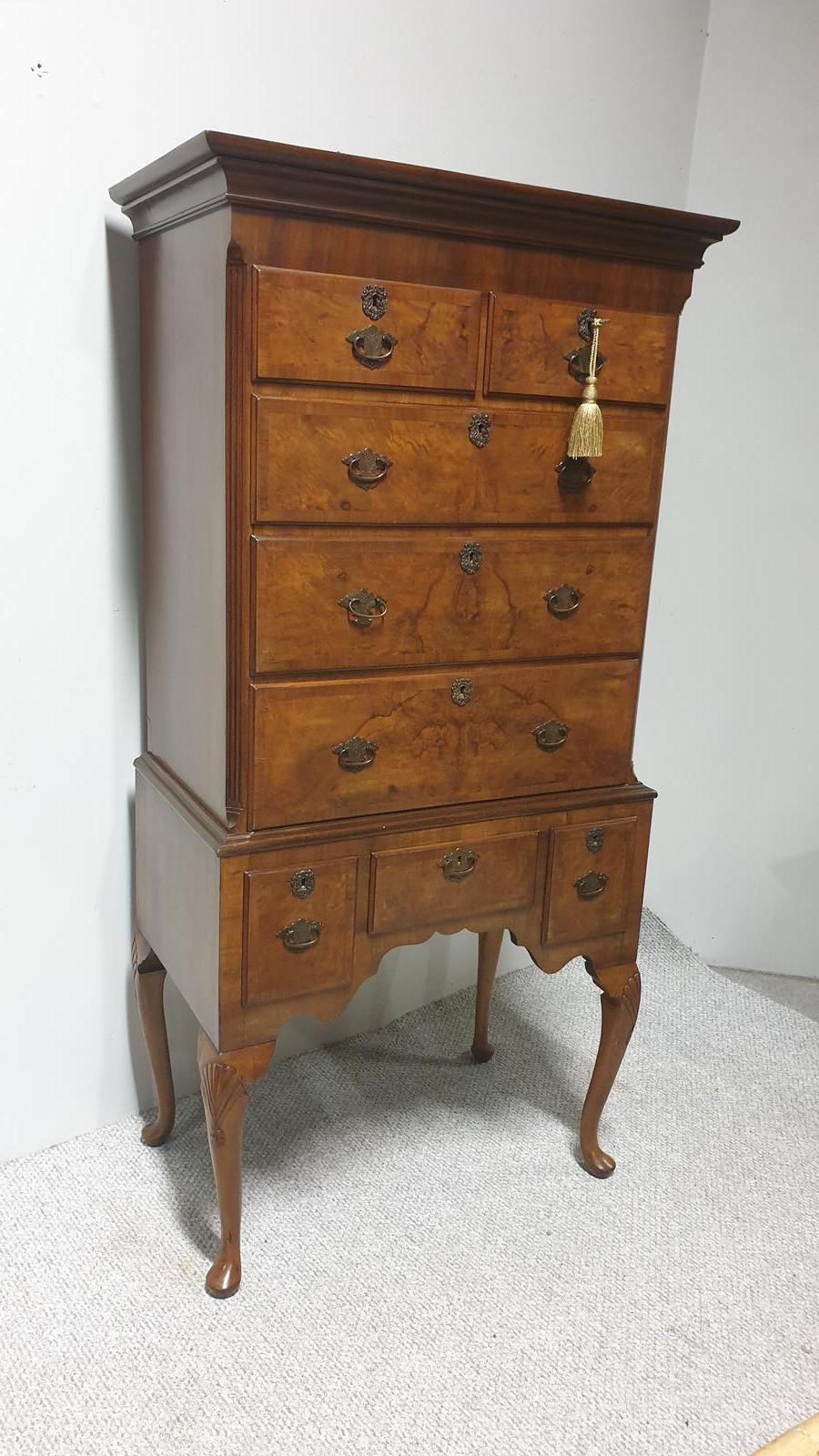 Very Nice Burr Walnut Chest On Stand photo furniture