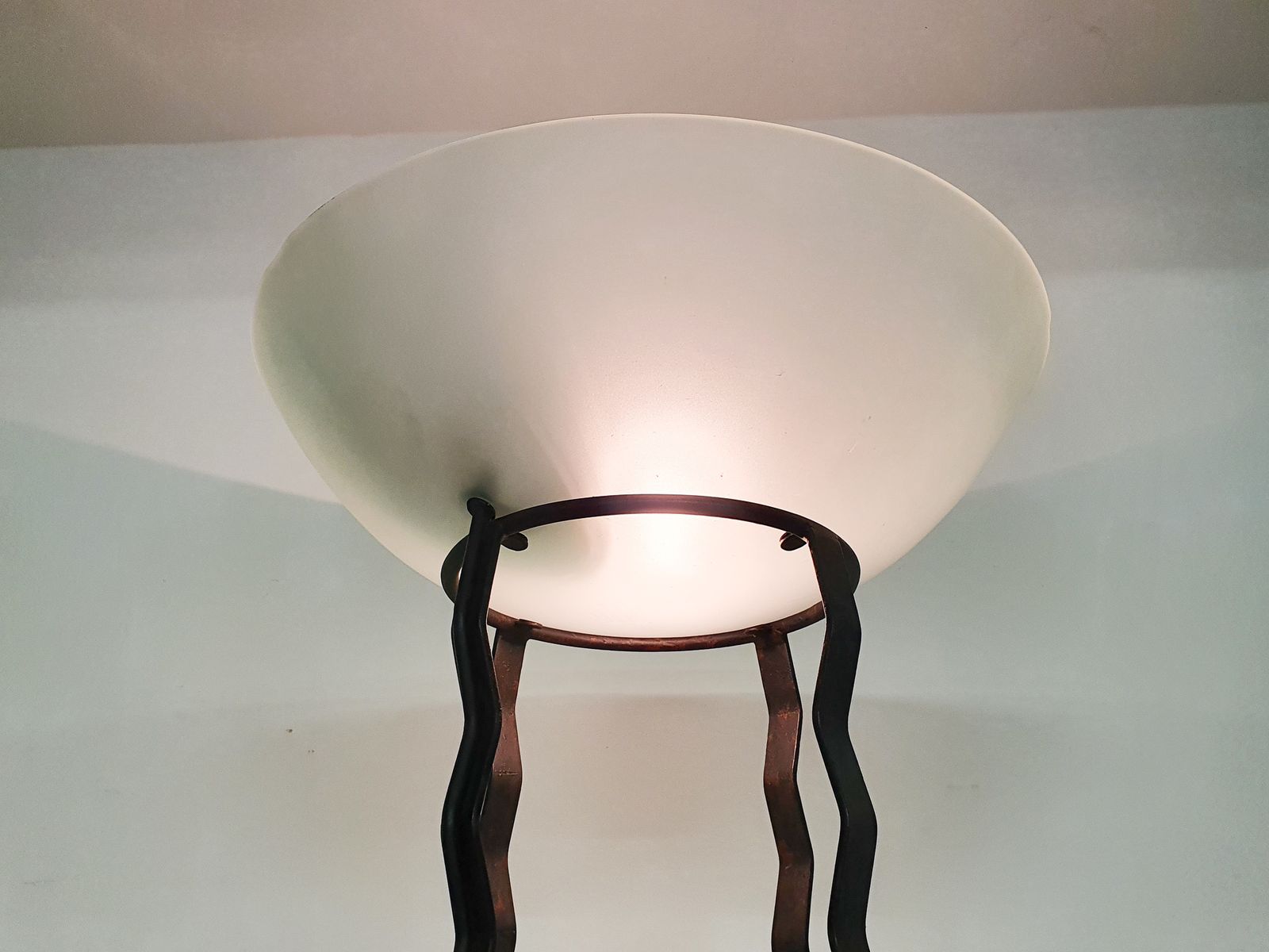 Impressive Italian Floor Light In Iron, Stone And Glass photo 958.464