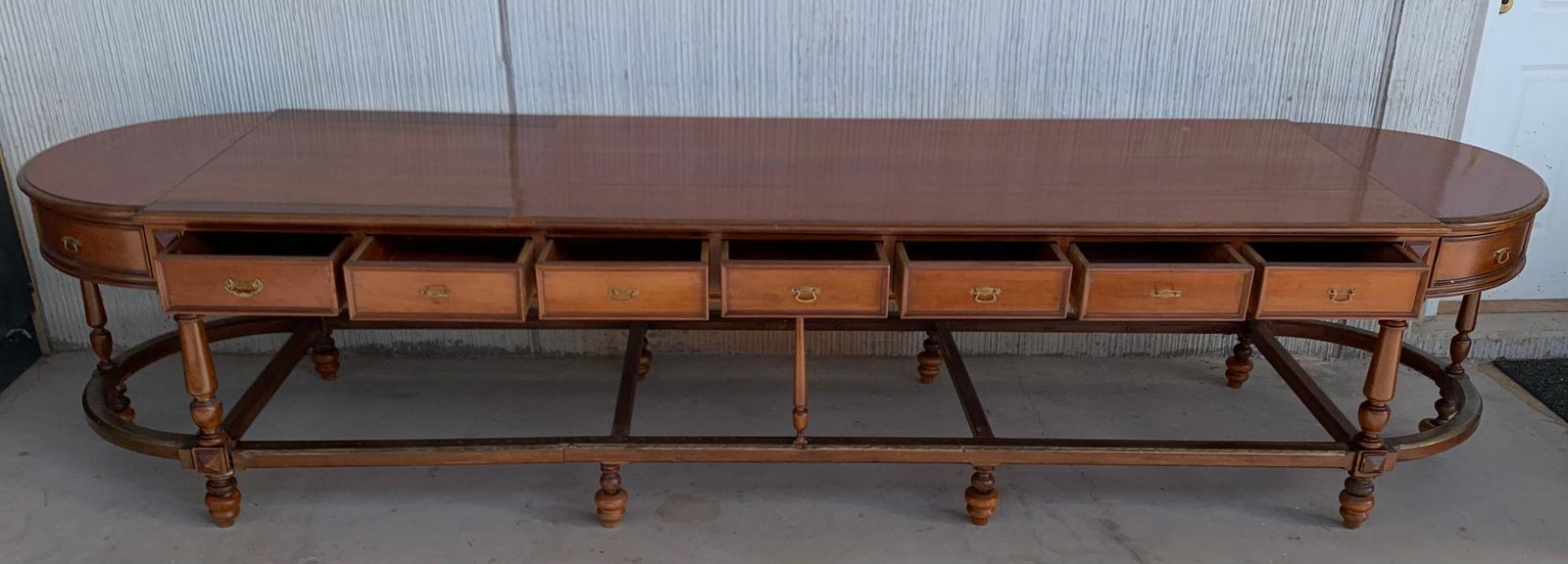 15861.0 12 Foot Oval Center Table With Drawers In Both Sides, 20th Century photo