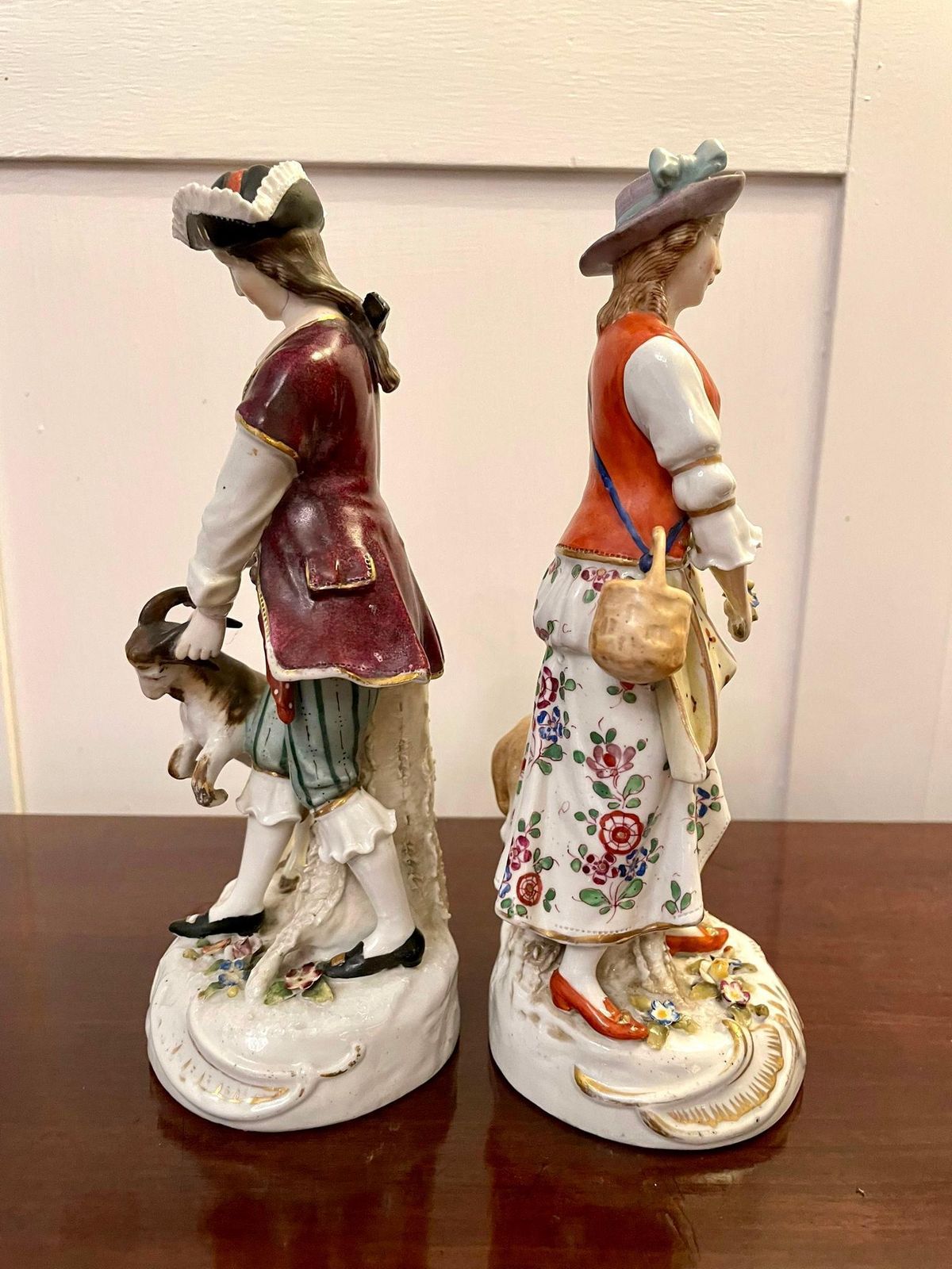 Pair Of Antique Victorian Continental Porcelain Figures photo vintage