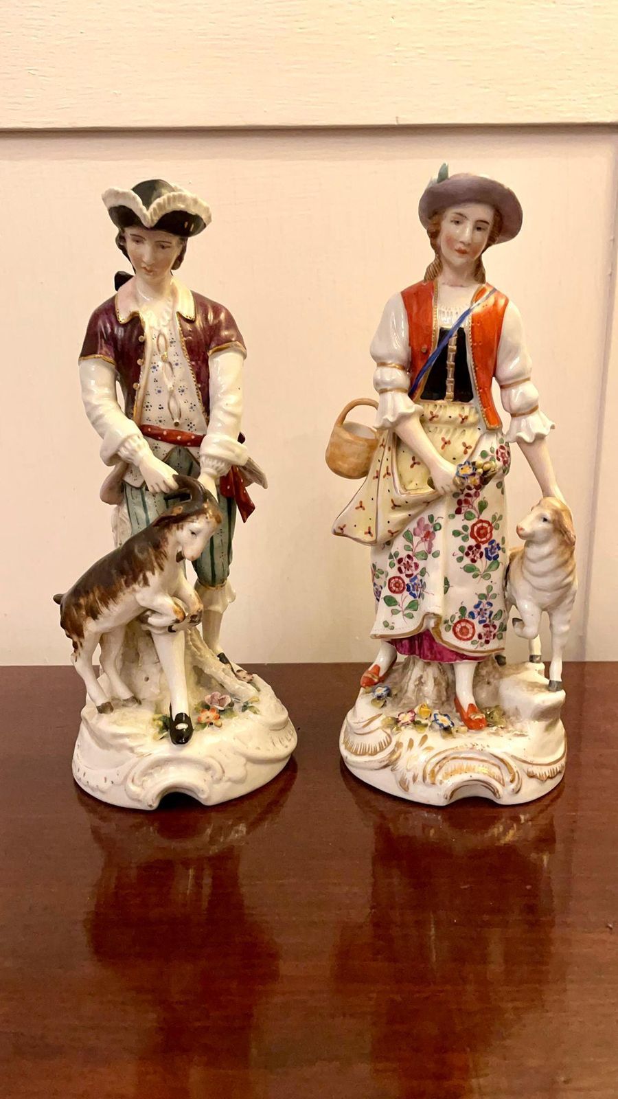 895.0 Pair Of Antique Victorian Continental Porcelain Figures photo
