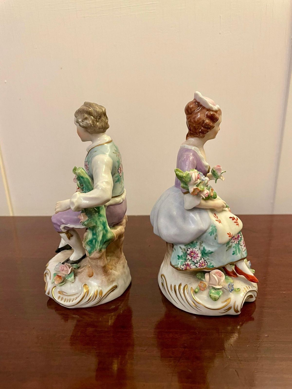 Pair Of Original Antique Victorian Sitzendorf Figures photo vinterior