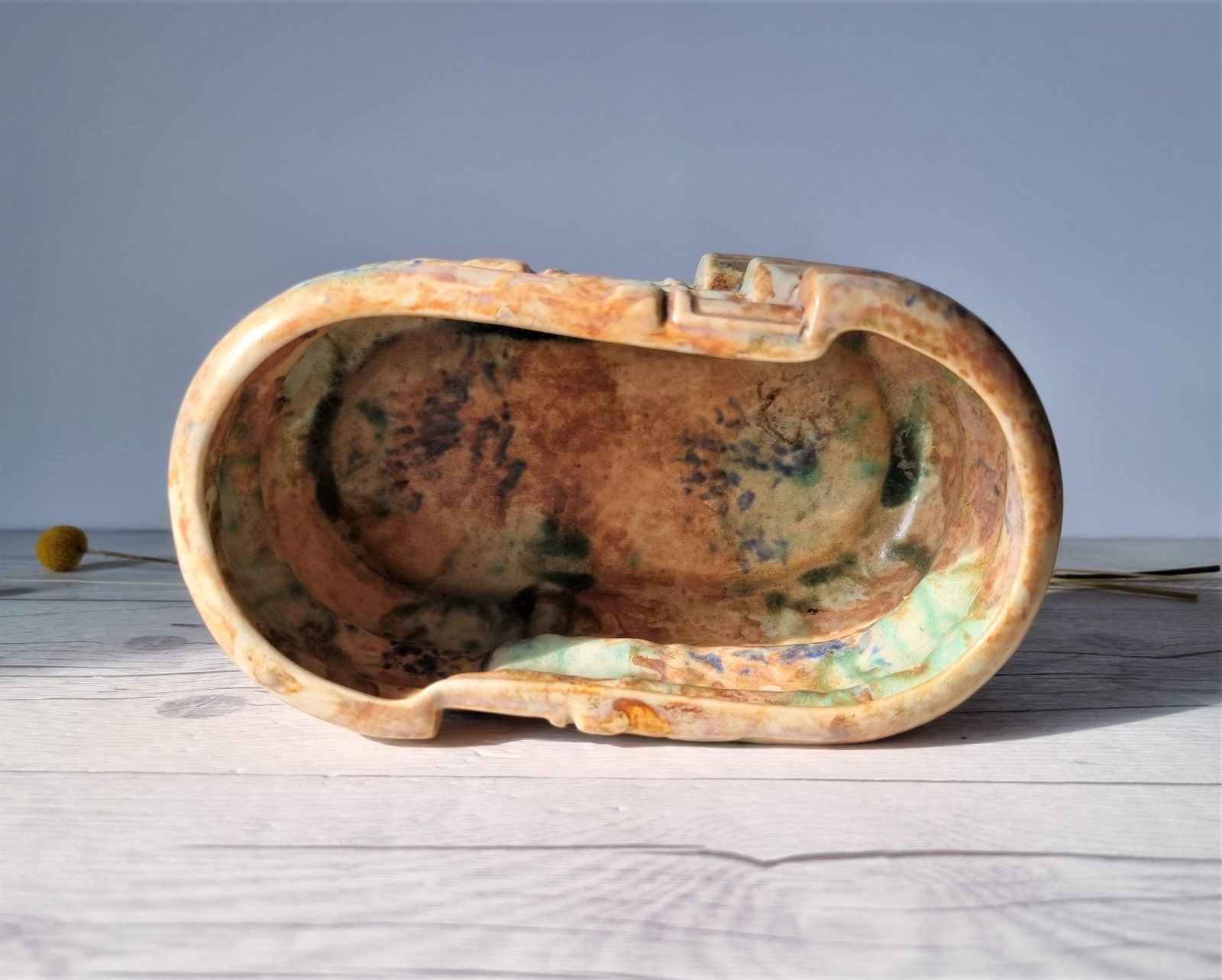 photo furniture Shorter And Son, Art Deco Geometric Décor Peach And Mint Marble Planter, English, 1920s 30s