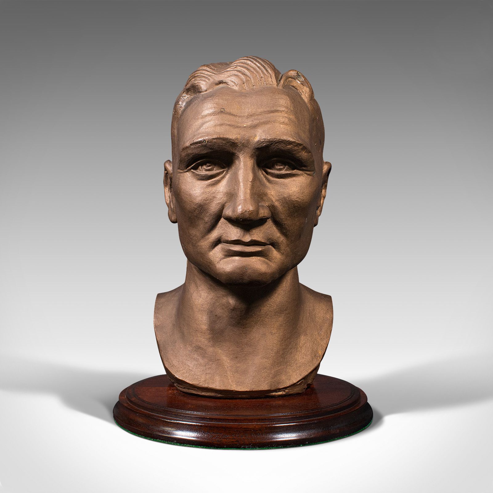 Antique Portrait Bust, English, Plaster, Male Art Figure, Circa 1910 photo vinterior