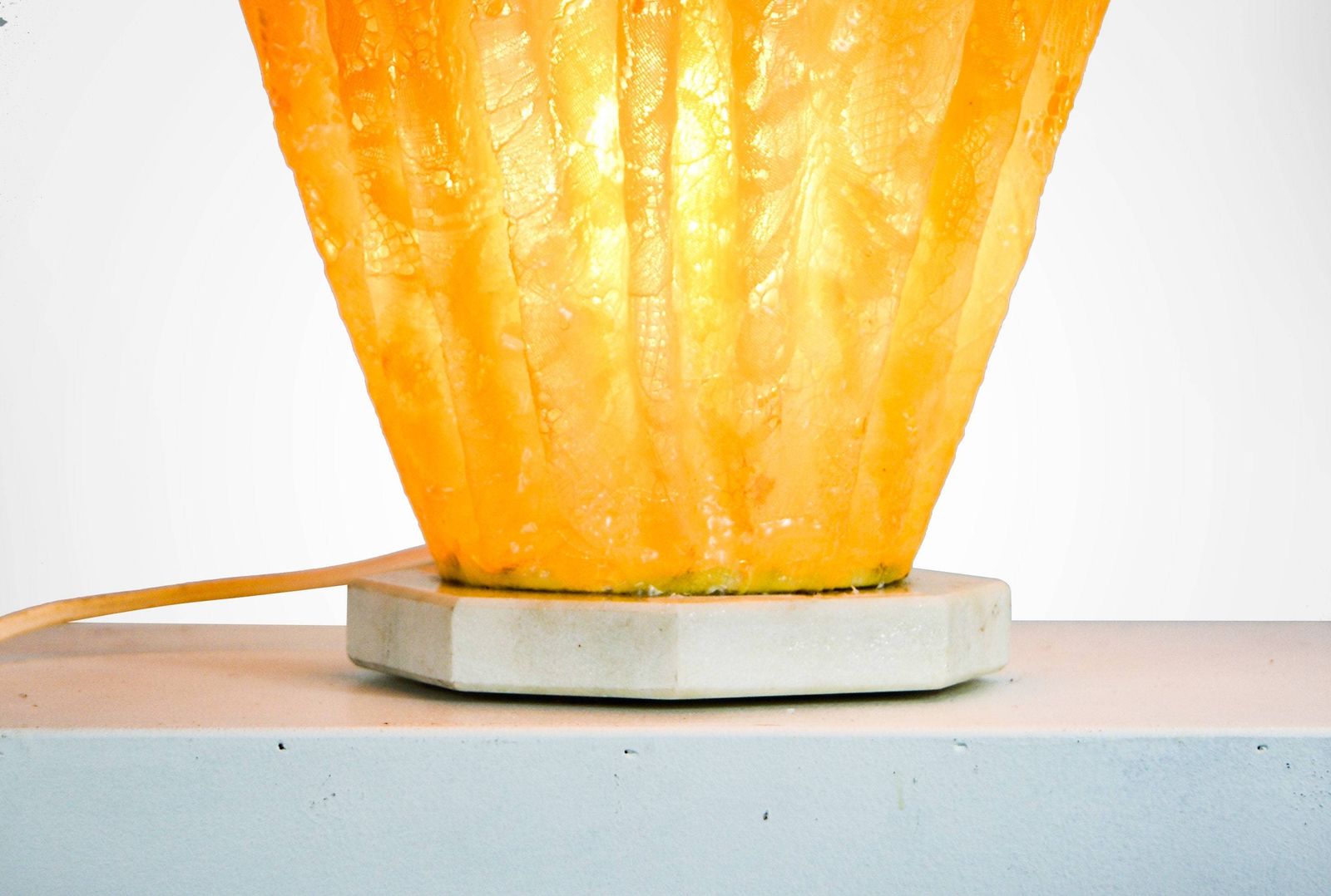 1980s French Modern Fibreglass Lace Handkerchief Table Lamp photo buy