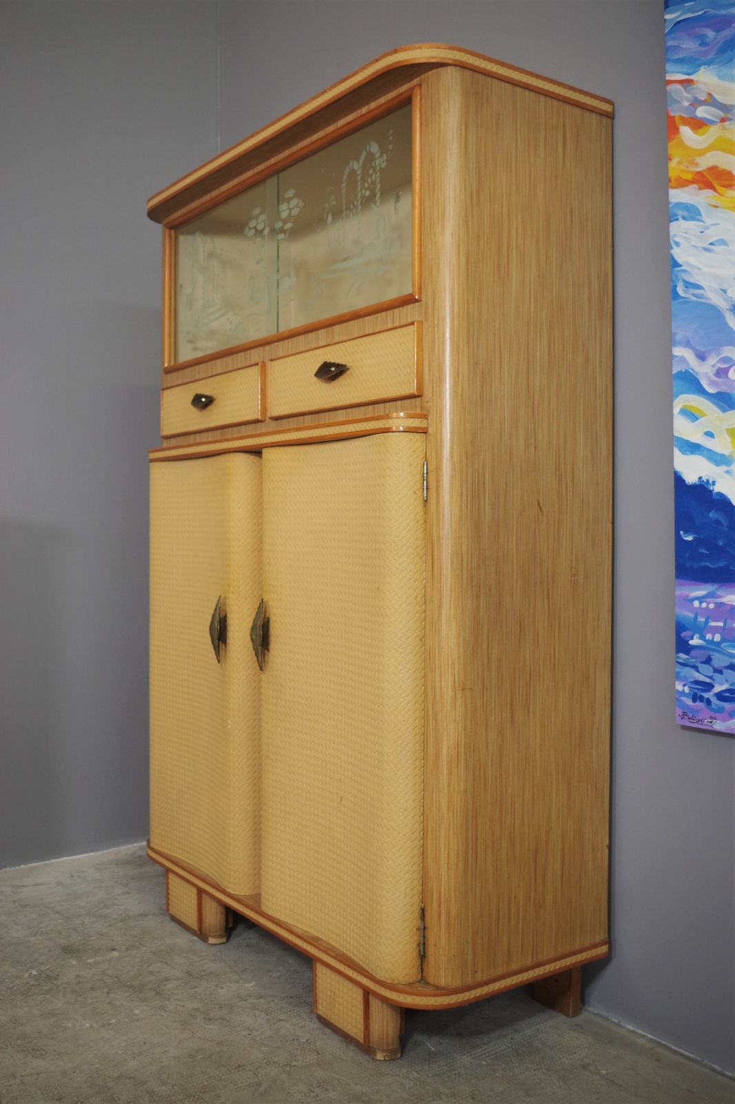 Italian Sideboard Of The 50s In Drummed Beech Wood photo for sale