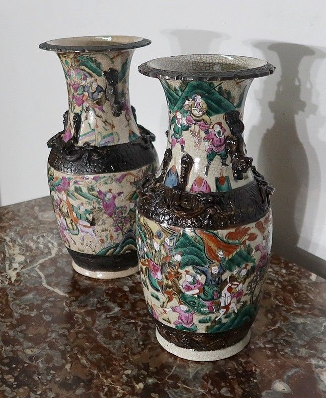 Pair Of Nankin Porcelain Vases, China, Late 19th Century photo furniture