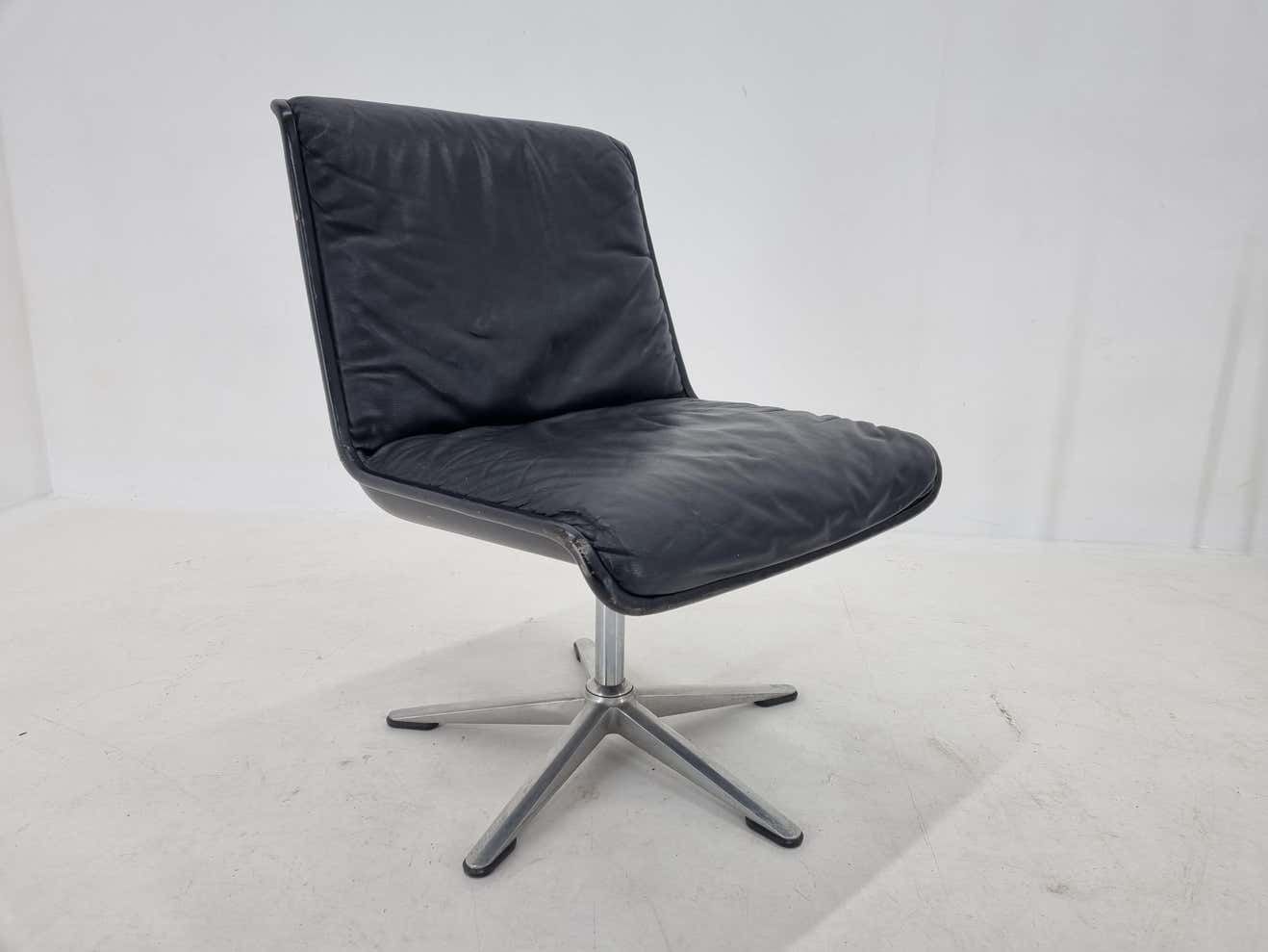 Mid Century Leather Desk Chair Delta Wilkhahn, 1970s photo vinterior