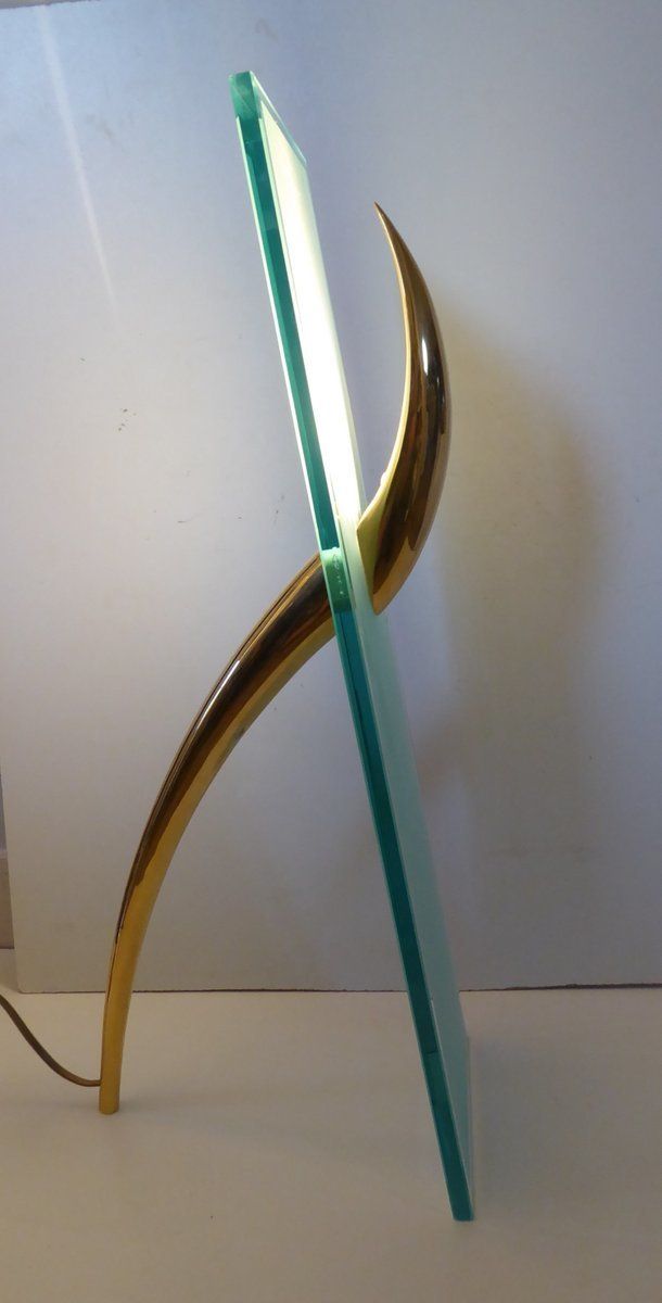 Table Lamp + Sconce Richard Derquet Lucien Gau France Antilope Large Format, 1980s, Set Of 2 photo furniture