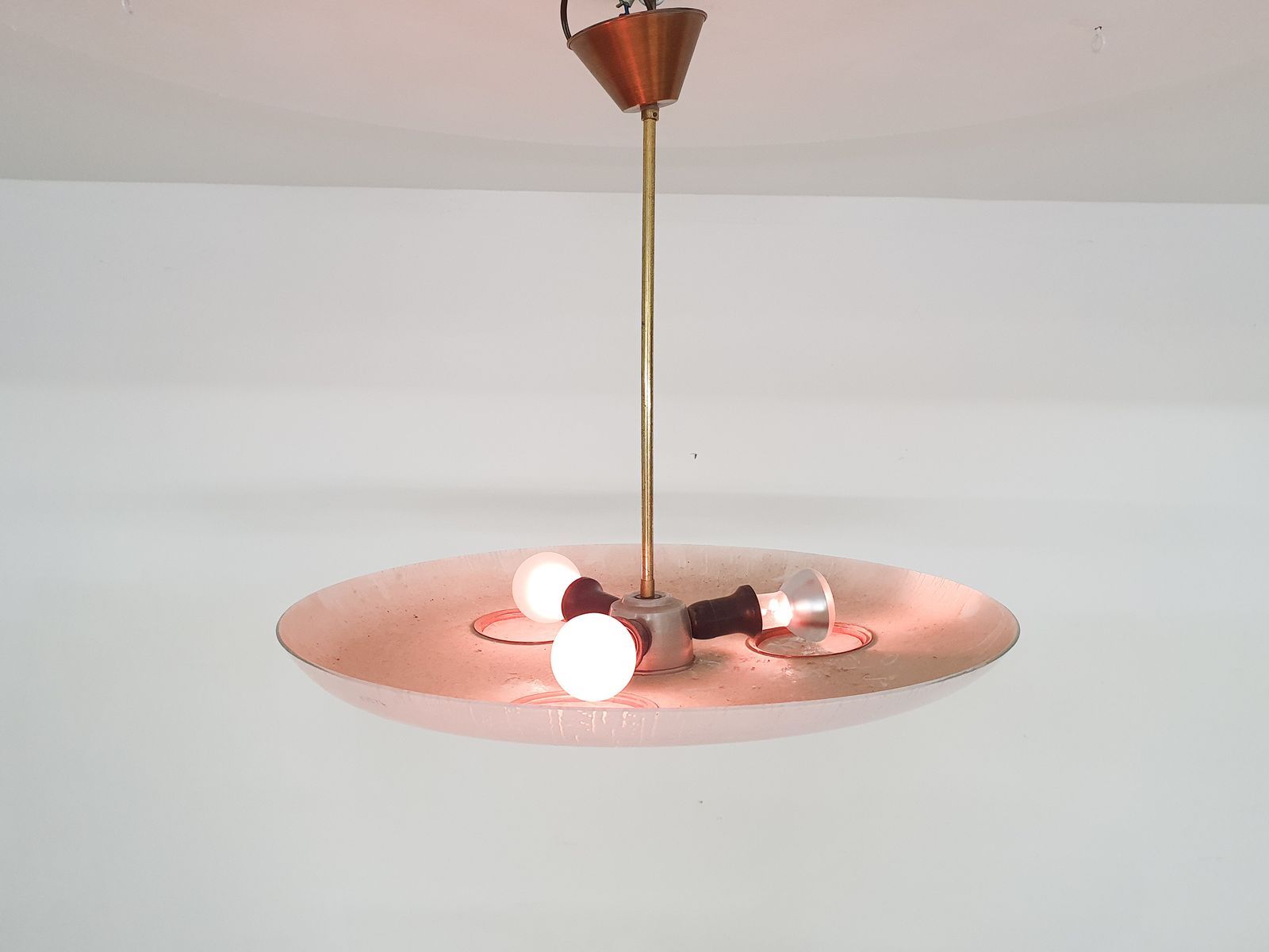 Glazen En Messing Plafond  Of Hanglamp In De Stijl Van Fontana Arte photo Verlichting