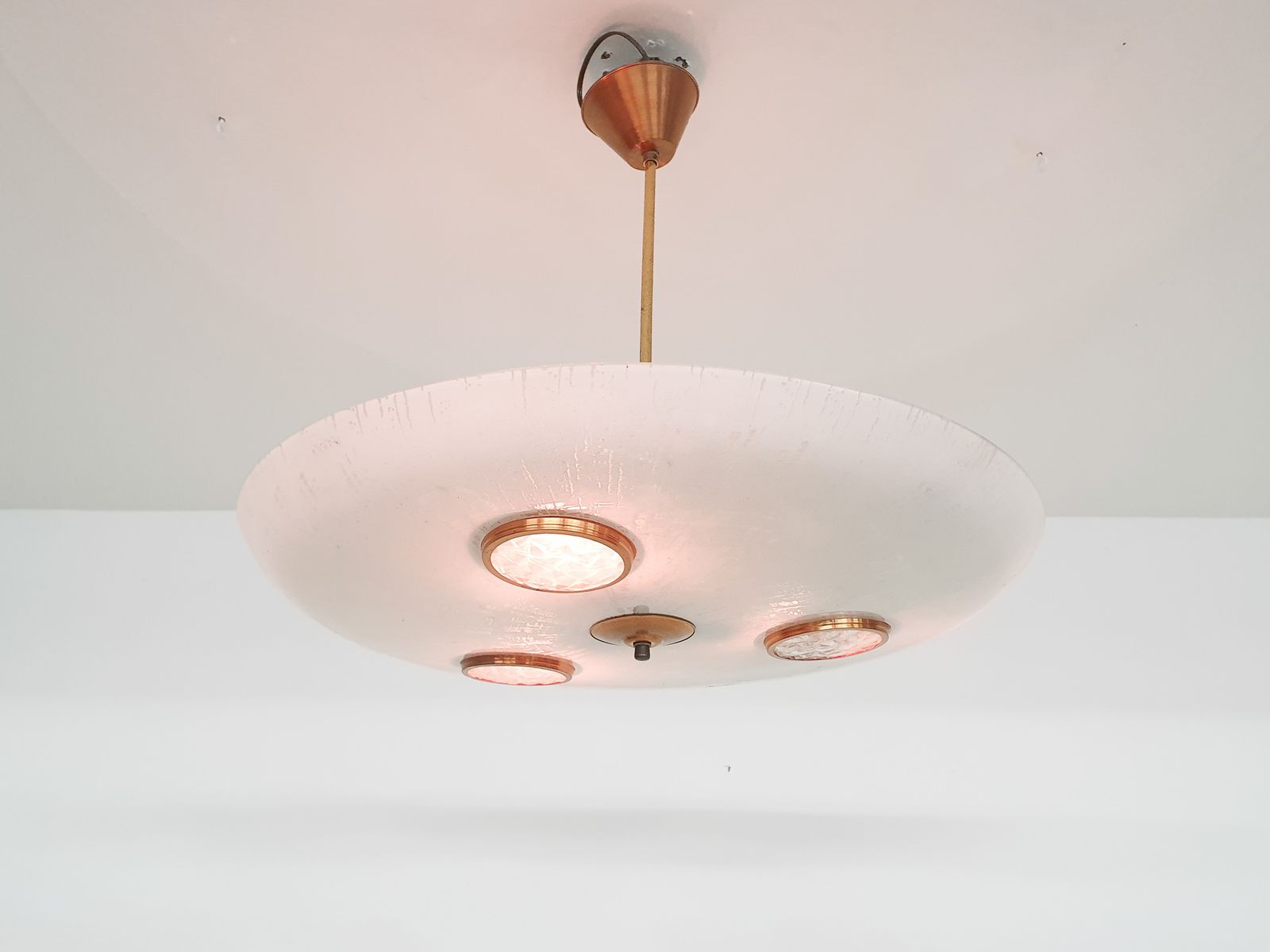 Glazen En Messing Plafond  Of Hanglamp In De Stijl Van Fontana Arte photo 441.79200000000003