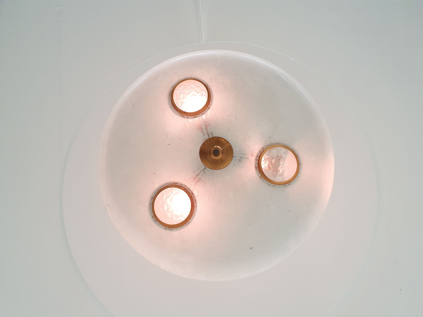Glass And Brass Ceiling Or Pendant Light In The Style Of Fontana Arte photo vinterior