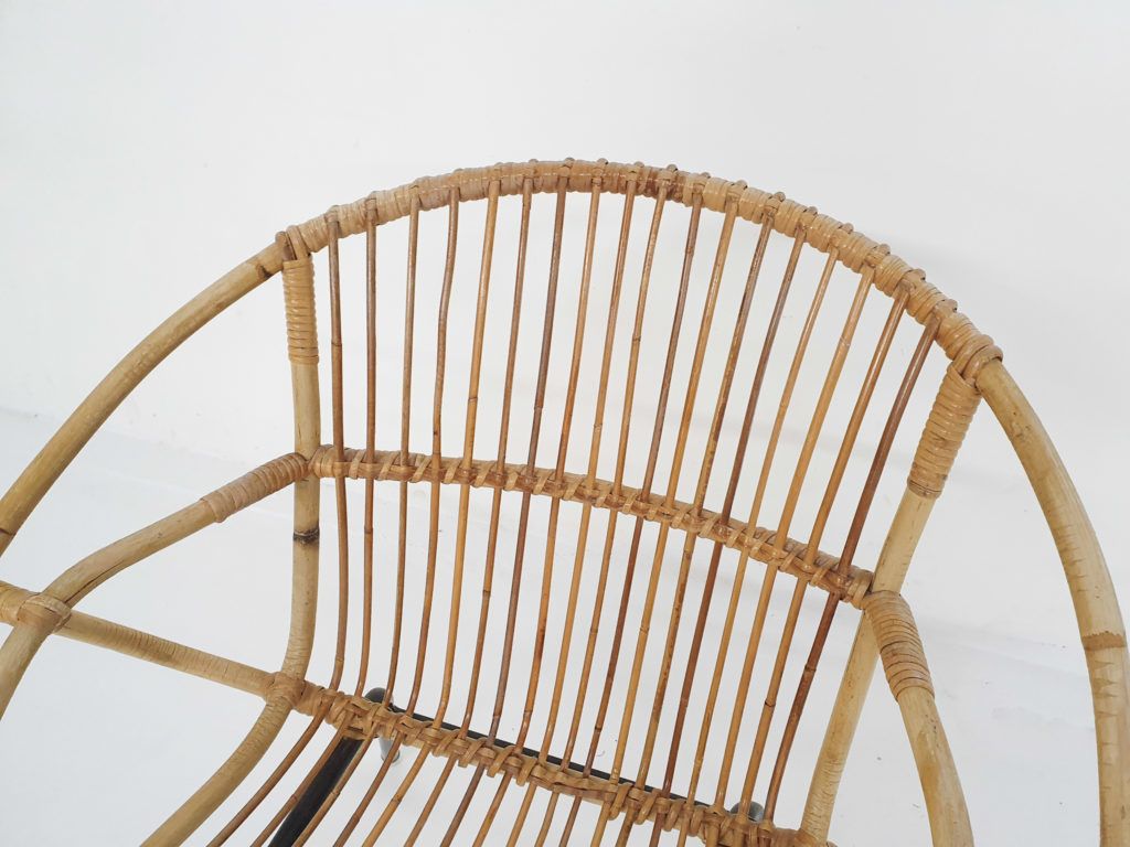 Rohe Noordwolde Rattan And Metal Lounge Chair, The Netherlands 1950's photo vinterior