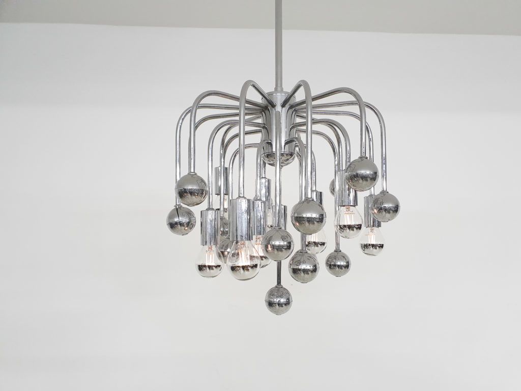 Set Van Twee Zilveren "Sputnik" Design Hanglampen photo buy