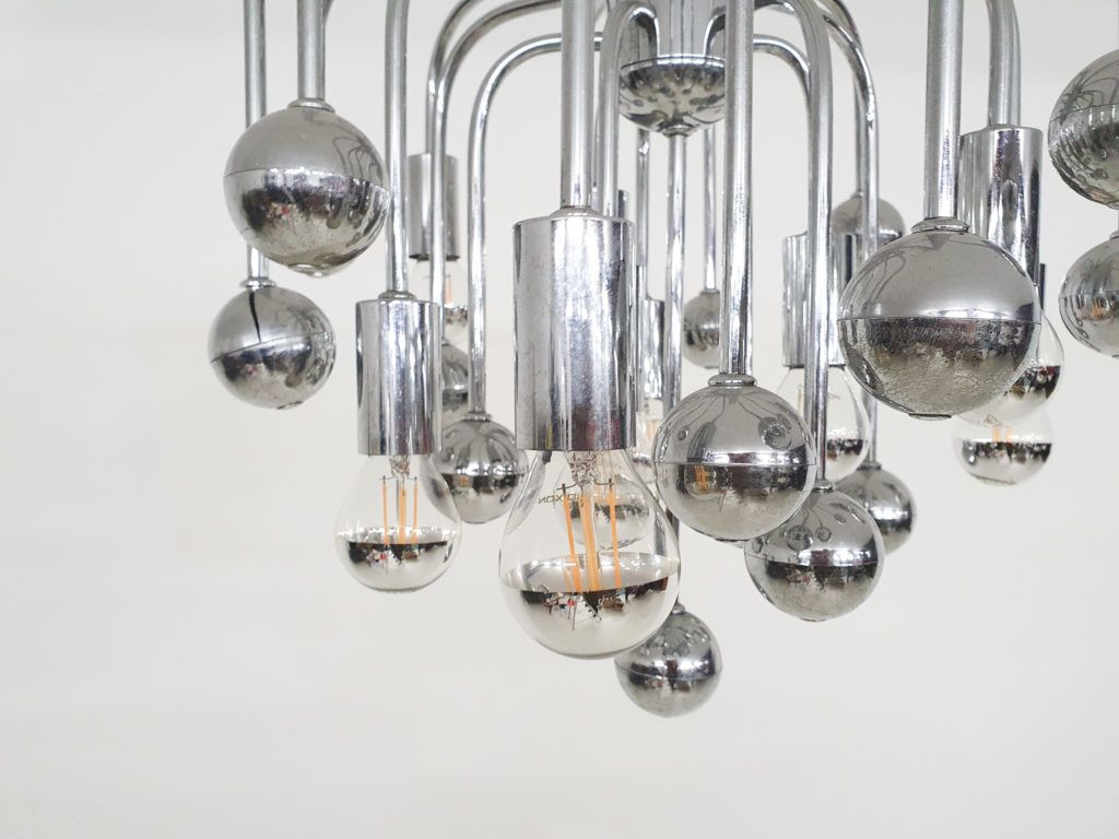 1200.576 Set Van Twee Zilveren "Sputnik" Design Hanglampen photo