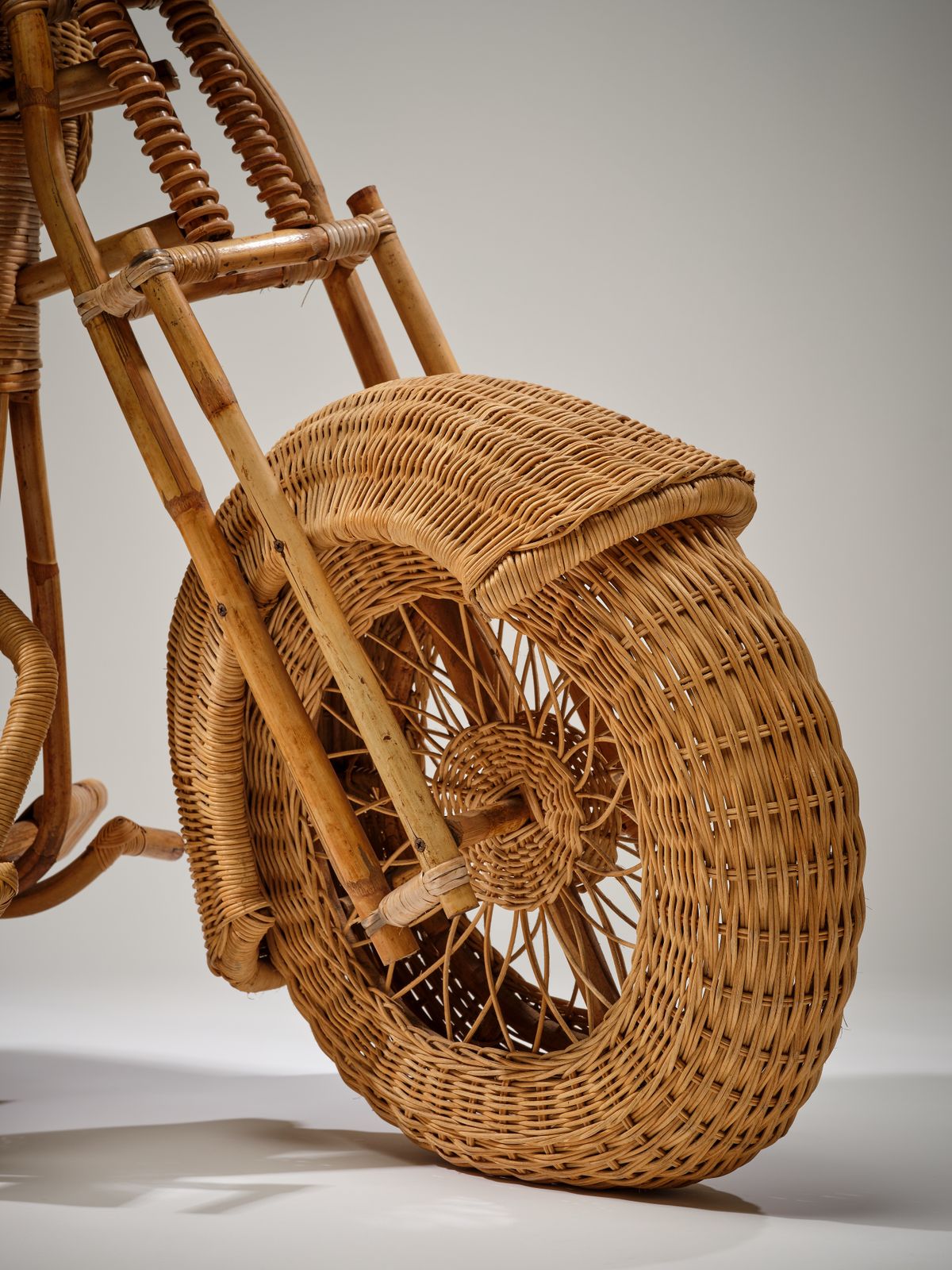 photo buy Full Size Vintage Rattan, Bamboo And Wicker Harley Davidson 'Moto' Motorcycle Circa 1980s By Tom Dixon For Habitat. 2 Available