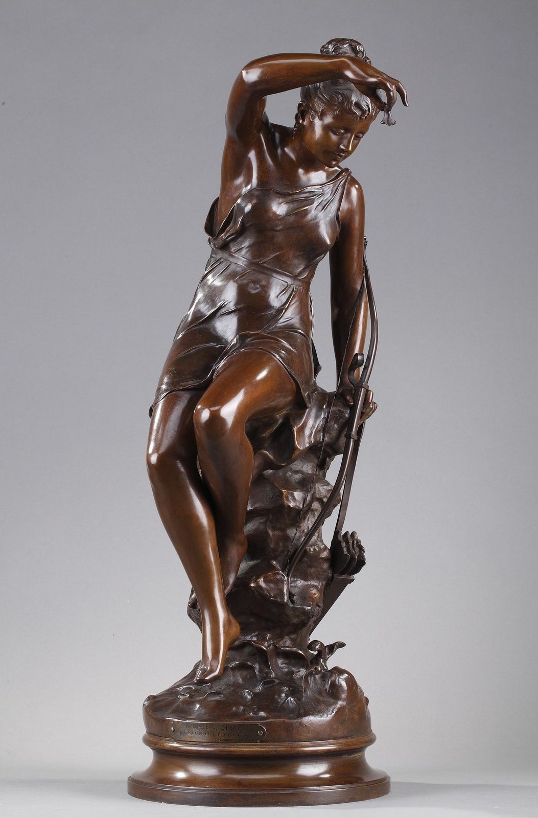 Bronzen sculptuur, "Diana's Nimf" naar Lucie Signoret Ledieu