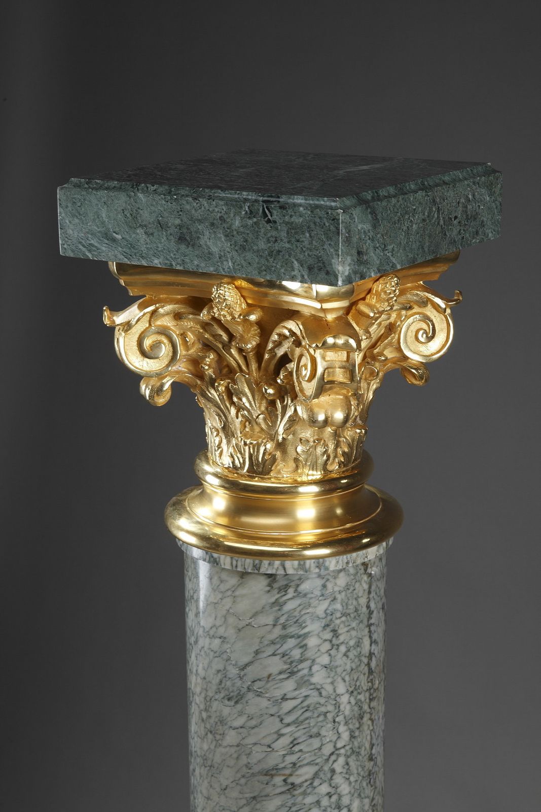 Large Corinthian Pedestal In Marble And Gilt Bronze photo Home Decor