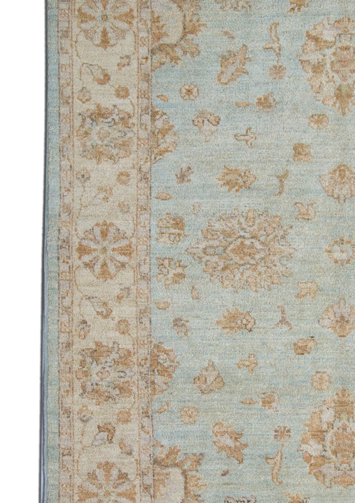 Handwoven Blue Rug Carpet Traditional Floral Area Rug All Over Design photo furniture