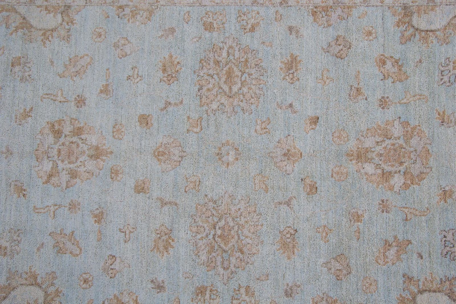 Handwoven Blue Rug Carpet Traditional Floral Area Rug All Over Design photo vinterior
