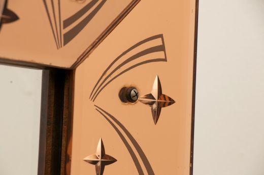 French Art Deco Shooting Stars Mirror With Champagne Mirror Surround C.1930 photo vinterior