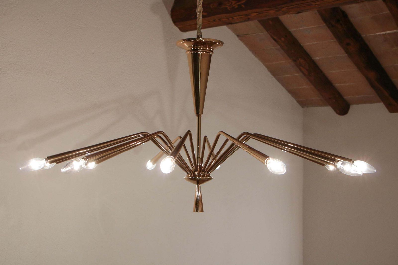 Italian Mid Century Modern Torlasco Chandelier, Model 342, Lumi Milano, 1950s photo Lighting