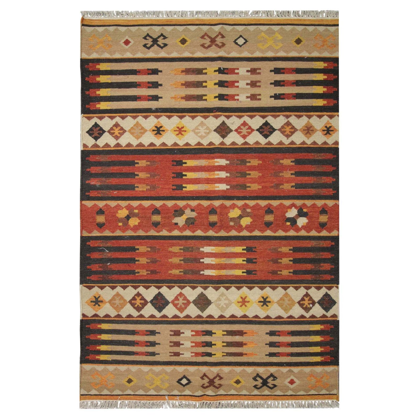 Modern Kilim Rugs Handmade Kilim Flatwoven Carpet Wool Beige Area Rug