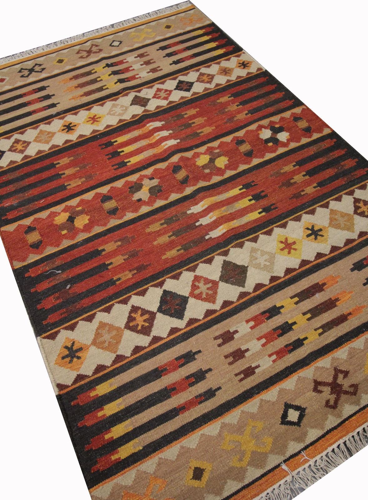Modern Kilim Rugs Handmade Kilim Flatwoven Carpet Wool Beige Area Rug photo for sale