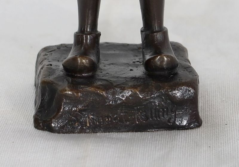 Bronze  "The Little Smocker"  By J. Schmidt Felling, 19th Century photo buy