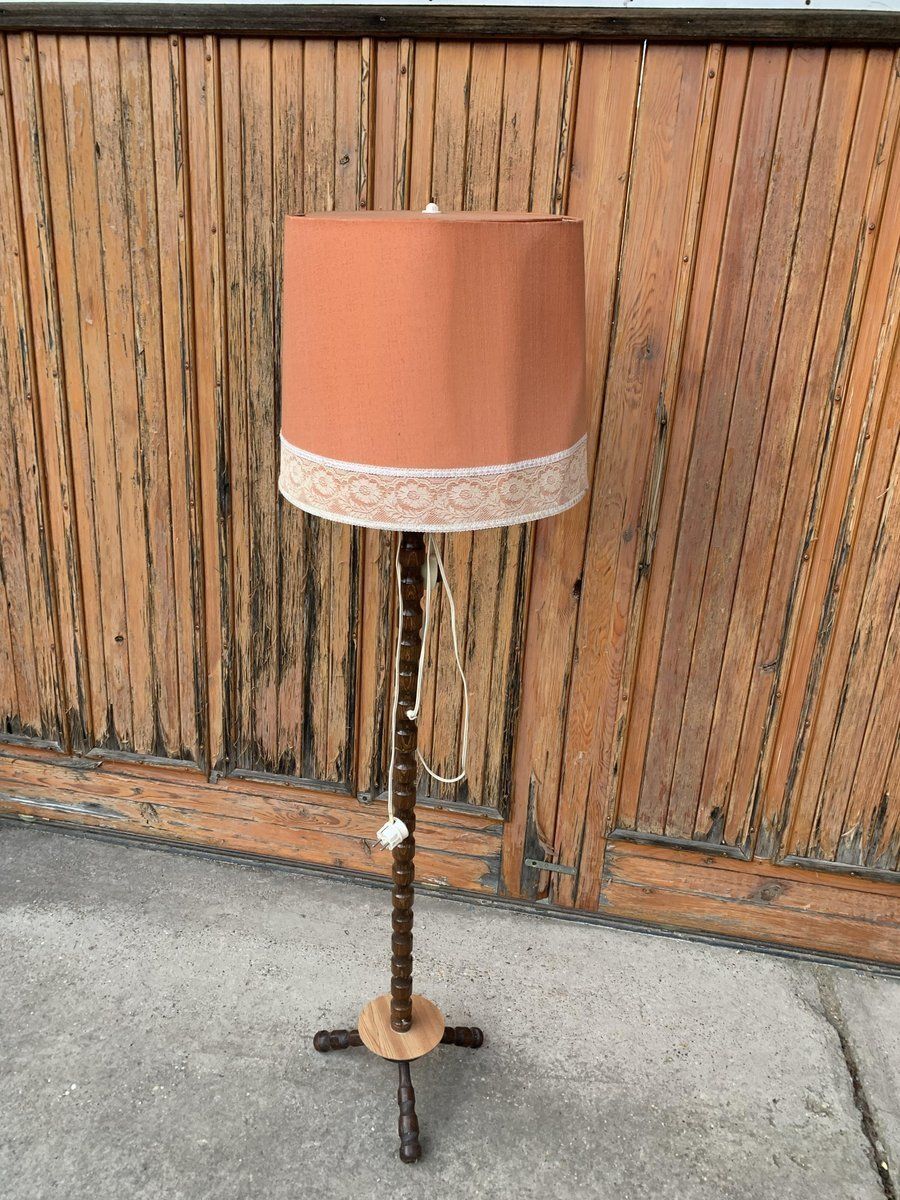 Mid Century Floor Lamp With Coral Shade, 1950s photo furniture