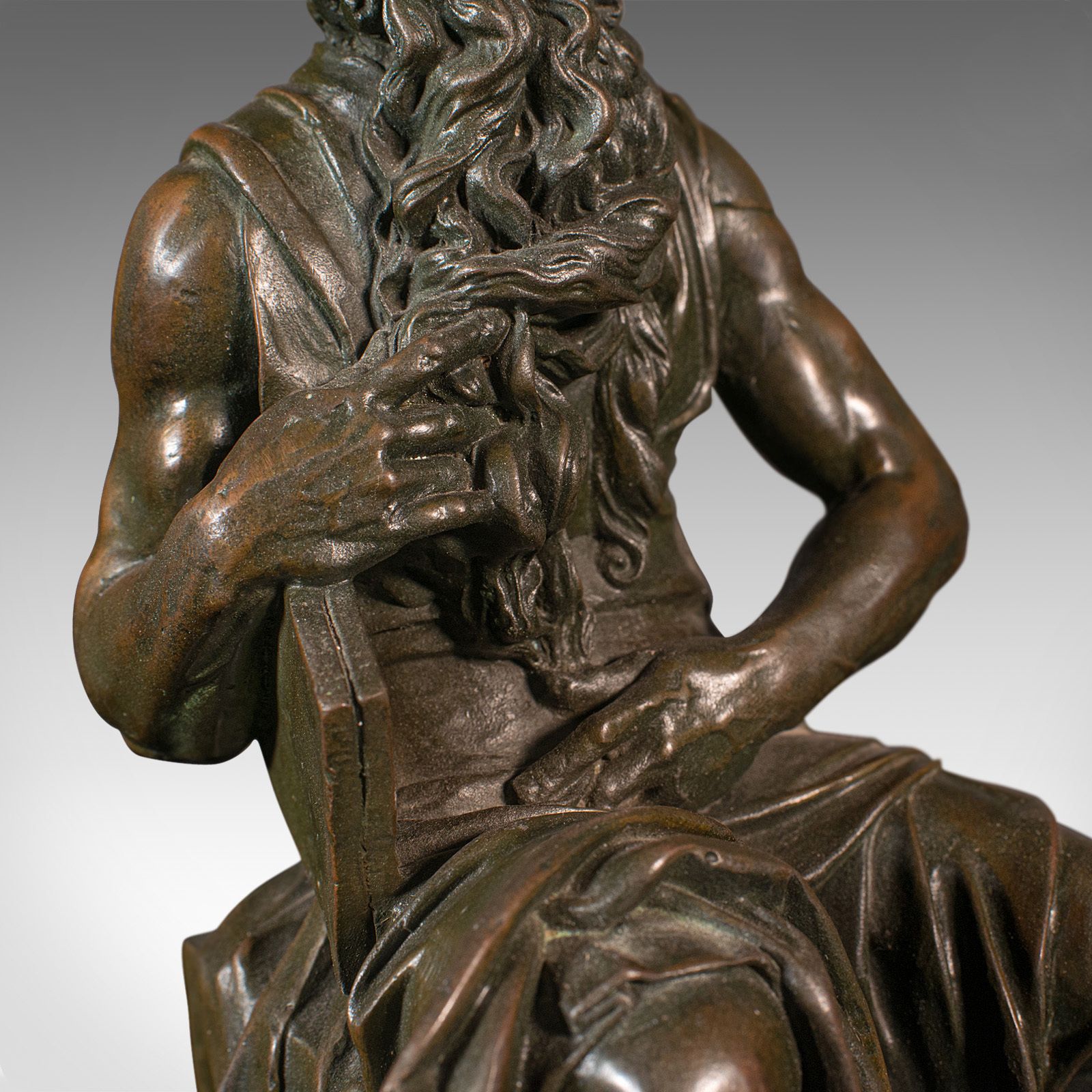Art Vintage Decorative Figure Of Moses, English, Bronze, Statue, After Michelangelo photo
