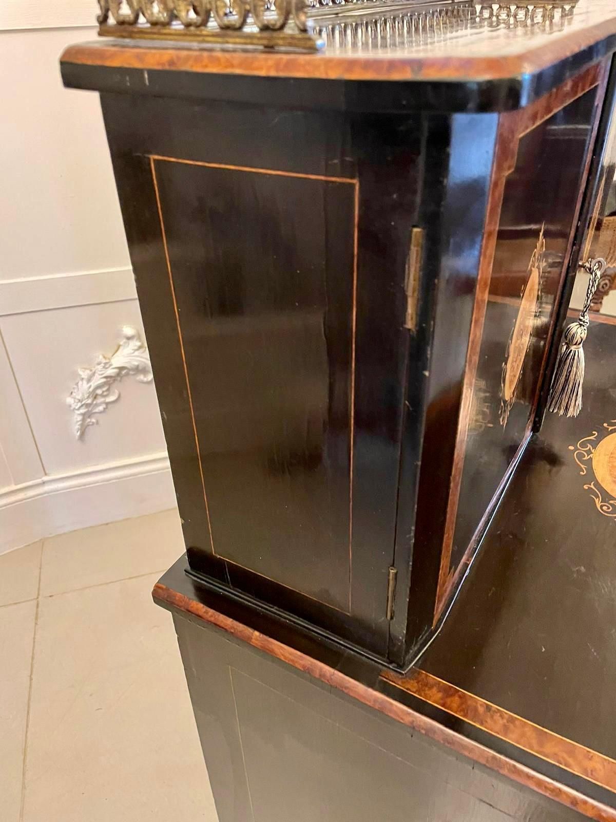 photo for sale Unusual Antique Victorian Quality Ebonised And Burr Walnut Inlaid Writing Desk