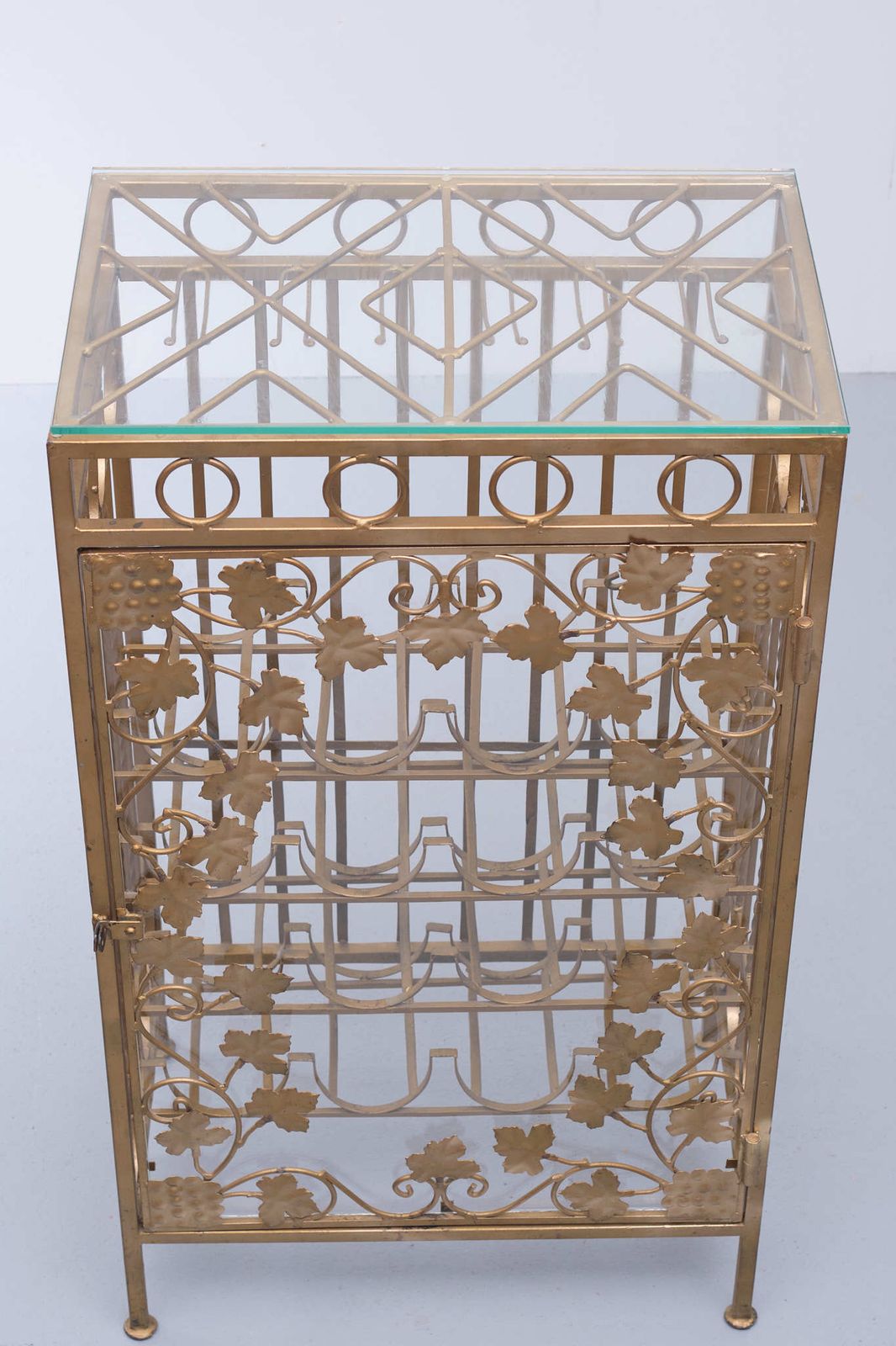 1454.52 Gold Metal Wine Rack Or Cocktail Bar, 1950s, Italy photo