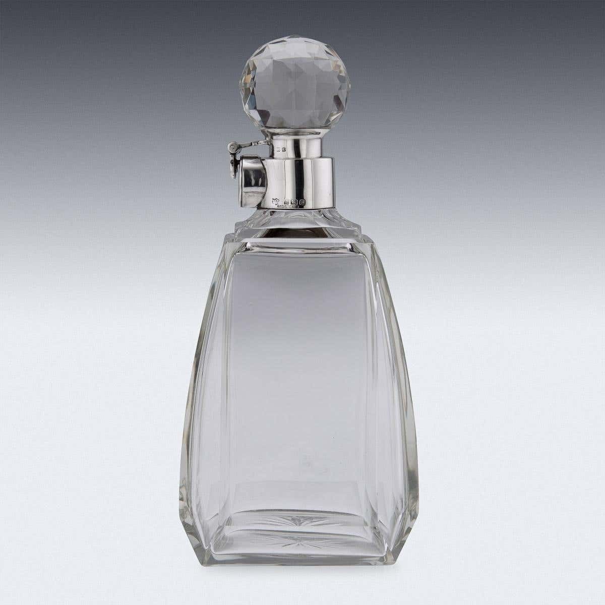 20th Century English Solid Silver & Glass Spirit Decanter, Mappin & Webb, C.1929 photo for sale