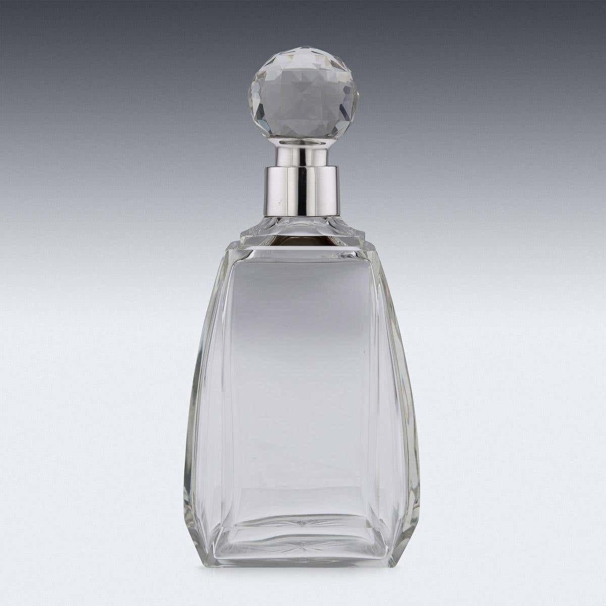 20th Century English Solid Silver & Glass Spirit Decanter, Mappin & Webb, C.1929 photo Home Decor