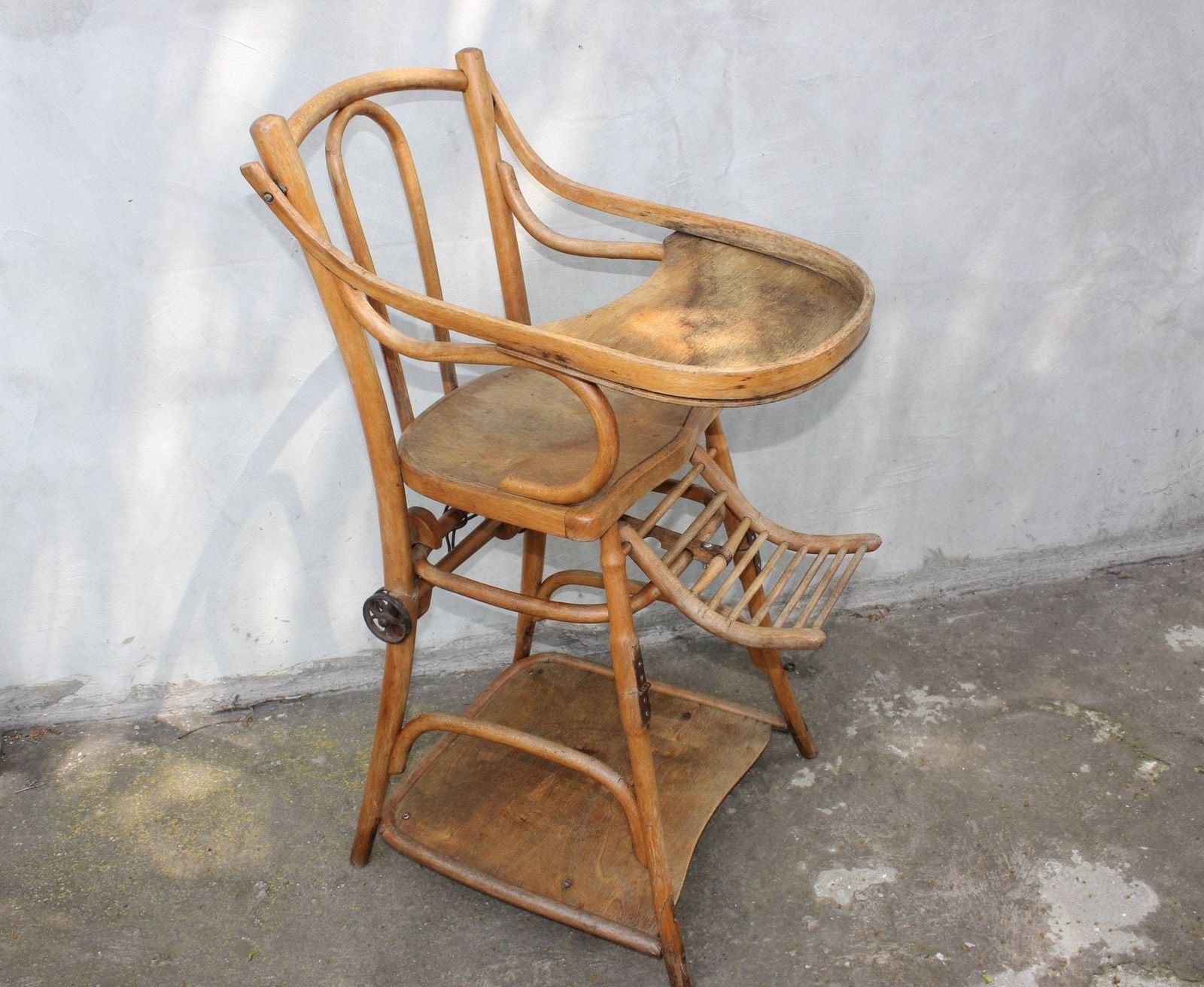 30s Children's High Chair Convertible With Folding Mechanism, Metamorphosis Baby Chair, Victorian Movie Or Photo Props