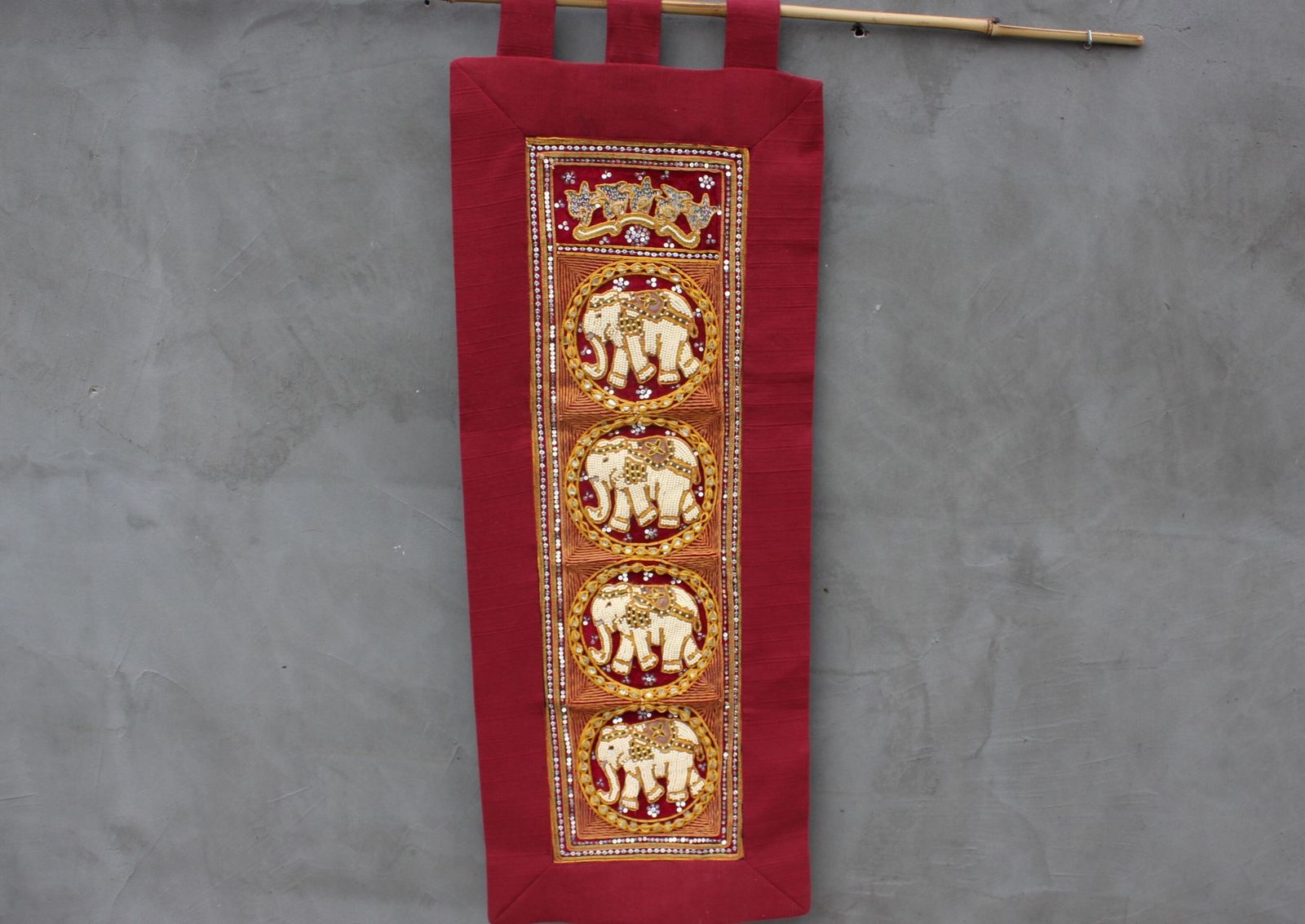 Embroidered Elephant Tapestry Wall Hanging Small Red Kalaga Curtain Love Eastern Style Decoration Gift