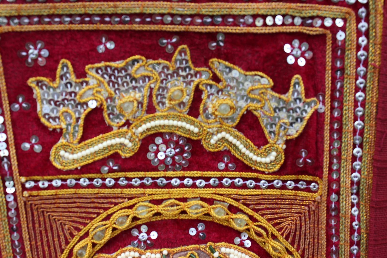 Embroidered Elephant Tapestry Wall Hanging Small Red Kalaga Curtain Love Eastern Style Decoration Gift photo for sale