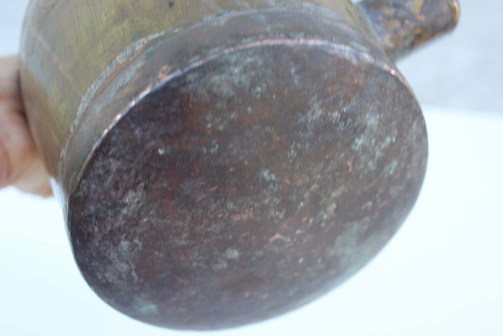 Copper Brass Kettle Moroccan Embossed Large Kettle Tea Pot High Handle Ornate Design photo vintage