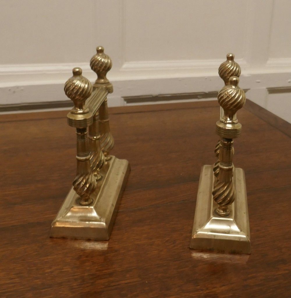 A Heavy Pair Of Victorian Brass Andirons Or Fire Dogs photo furniture