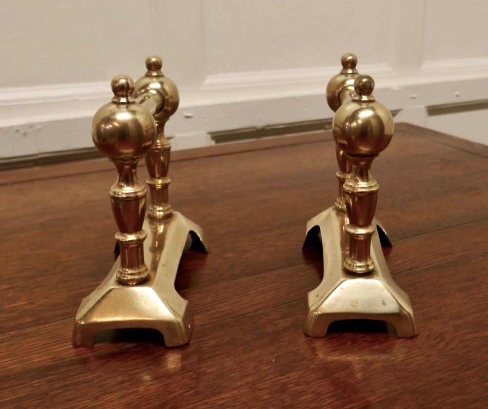 A Sturdy Pair Of Victorian Brass Andirons Or Fire Dogs photo furniture